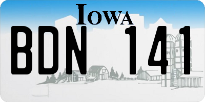 IA license plate BDN141