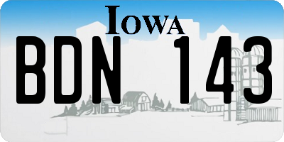 IA license plate BDN143