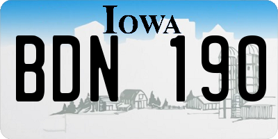 IA license plate BDN190