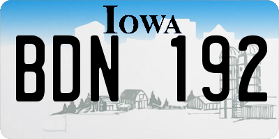 IA license plate BDN192