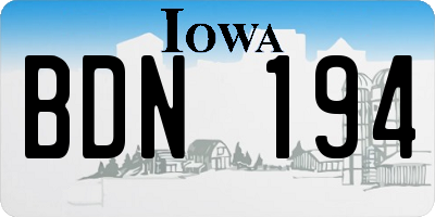 IA license plate BDN194