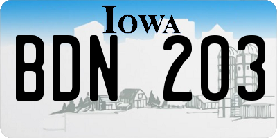 IA license plate BDN203