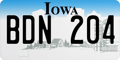IA license plate BDN204