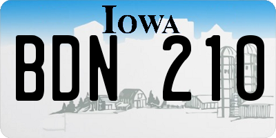 IA license plate BDN210