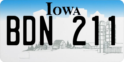 IA license plate BDN211