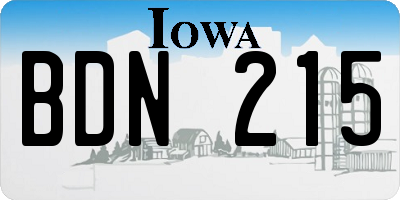 IA license plate BDN215