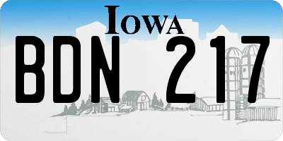 IA license plate BDN217