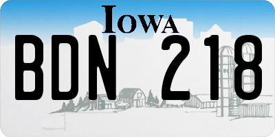 IA license plate BDN218