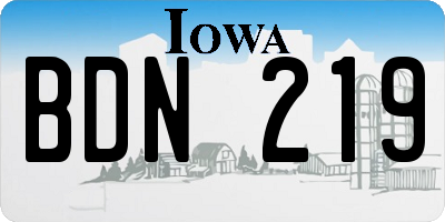 IA license plate BDN219
