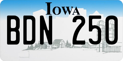 IA license plate BDN250
