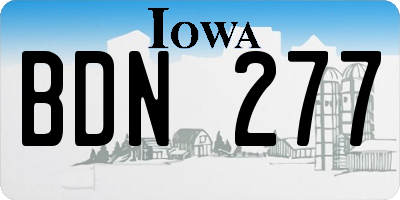 IA license plate BDN277