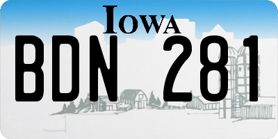 IA license plate BDN281