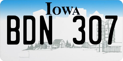IA license plate BDN307