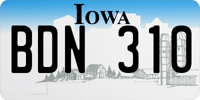 IA license plate BDN310