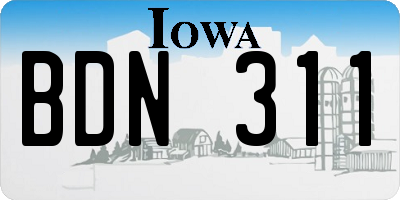 IA license plate BDN311