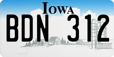 IA license plate BDN312