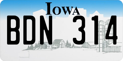 IA license plate BDN314