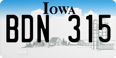 IA license plate BDN315