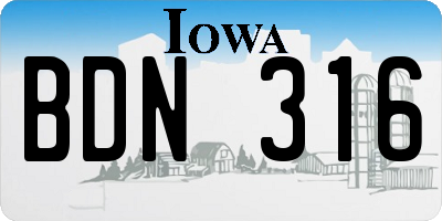 IA license plate BDN316