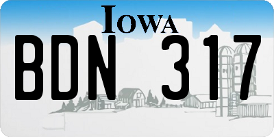 IA license plate BDN317