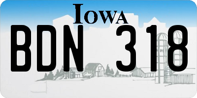 IA license plate BDN318