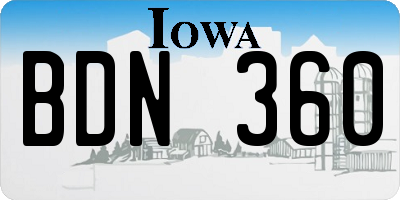 IA license plate BDN360