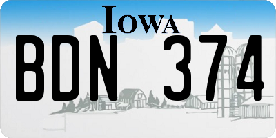 IA license plate BDN374