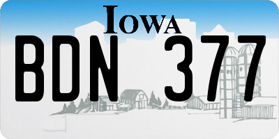 IA license plate BDN377