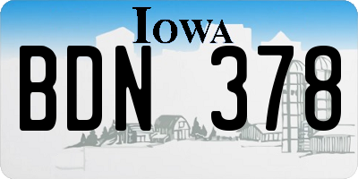 IA license plate BDN378