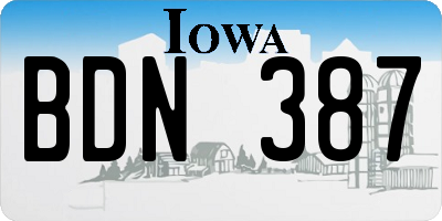 IA license plate BDN387