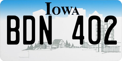 IA license plate BDN402