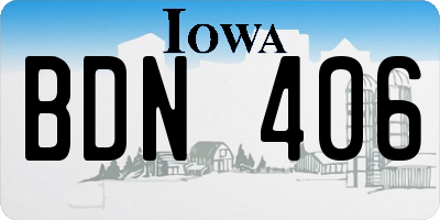 IA license plate BDN406
