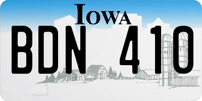 IA license plate BDN410