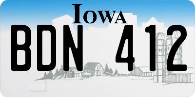 IA license plate BDN412