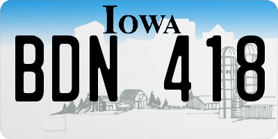 IA license plate BDN418