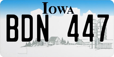IA license plate BDN447