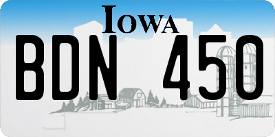 IA license plate BDN450