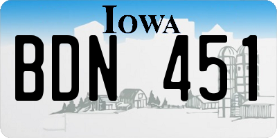 IA license plate BDN451