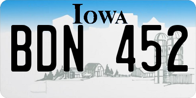 IA license plate BDN452