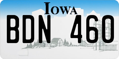IA license plate BDN460