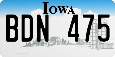 IA license plate BDN475