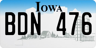IA license plate BDN476