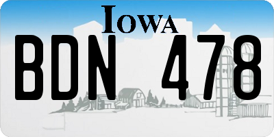 IA license plate BDN478