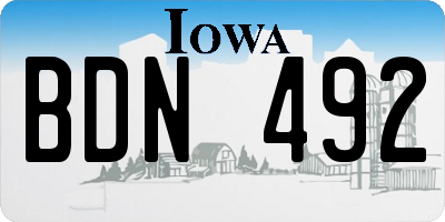 IA license plate BDN492