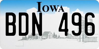 IA license plate BDN496