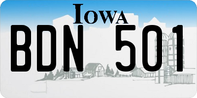 IA license plate BDN501