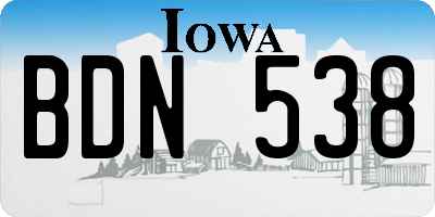 IA license plate BDN538