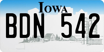 IA license plate BDN542