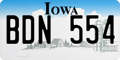 IA license plate BDN554
