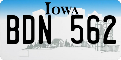 IA license plate BDN562